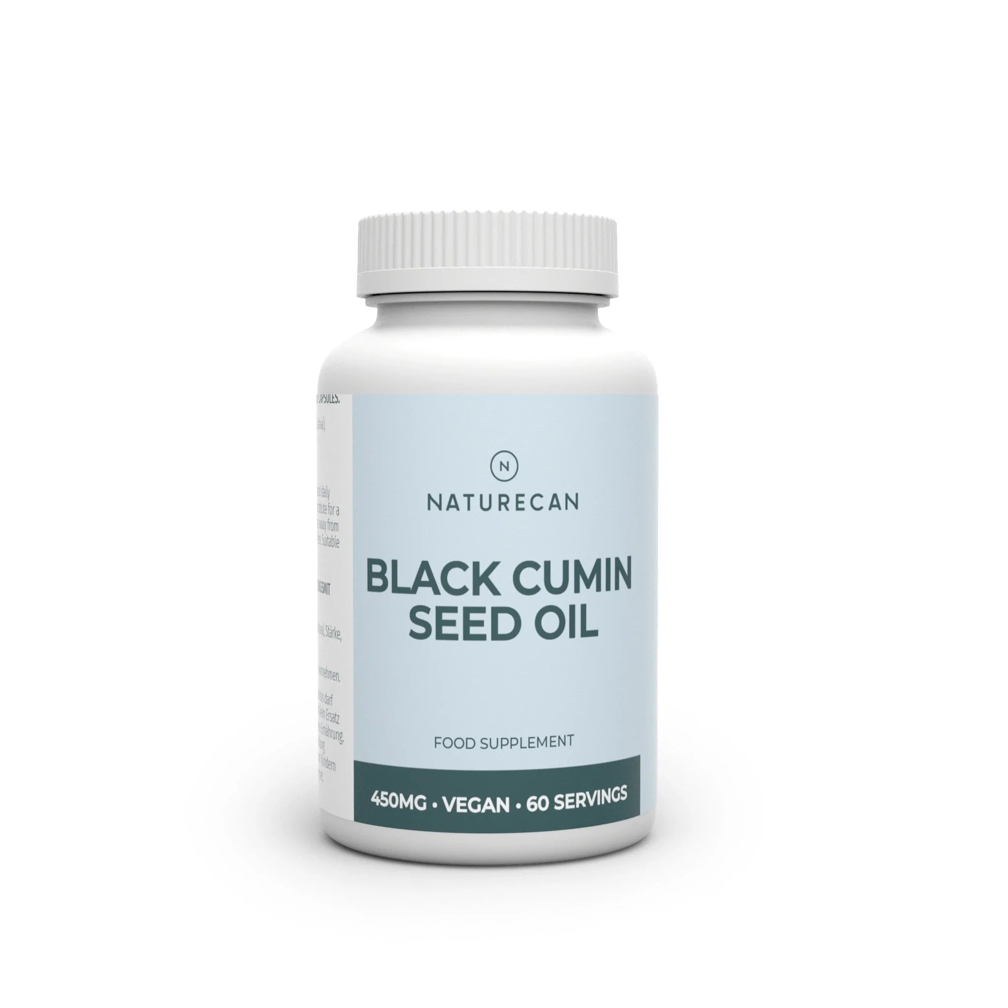 Olej z czarnuszki w kapsułkach 450 mg Naturecan - opakowanie na białym tle