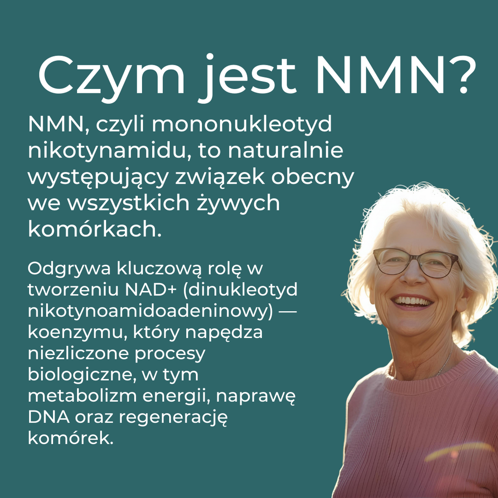 Wyjaśnienie, czym jest NMN – naturalny związek wspierający produkcję NAD+, kluczowego dla energii komórkowej i procesów naprawczych.