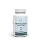 Kapsułki z imbirem 500 mg Naturecan – suplement diety z organicznym imbirem w kapsułkach, opakowanie na białym tle