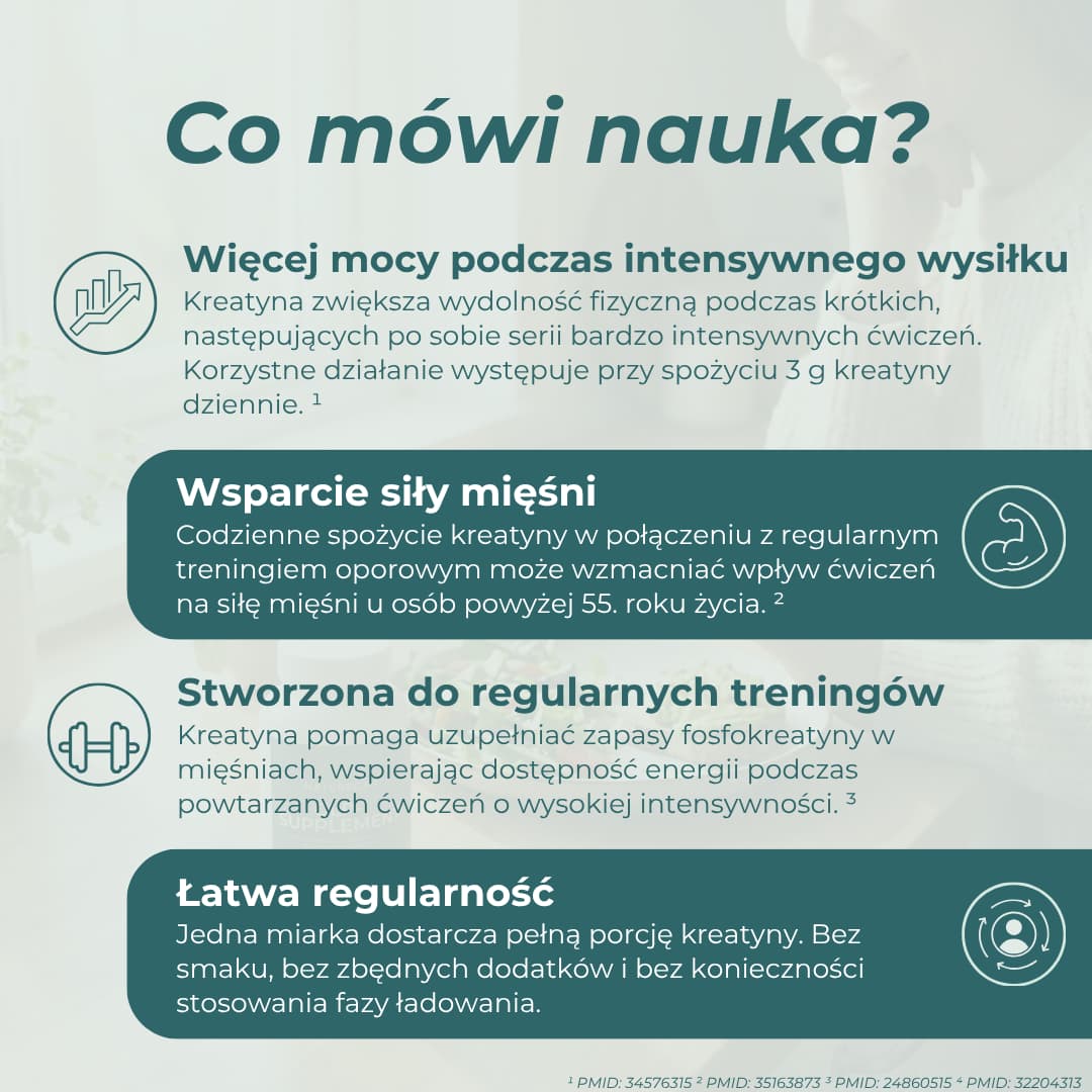 Kreatyna a wydolność fizyczna, siła mięśni i wsparcie treningowe
