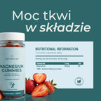 Informacje odżywcze magnezu w żelkach Naturecan z witaminą B6 i 300 mg magnezu w porcji dziennej.