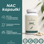 Kapsułki NAC Naturecan z 600 mg N-acetylocysteiny w każdej kapsułce