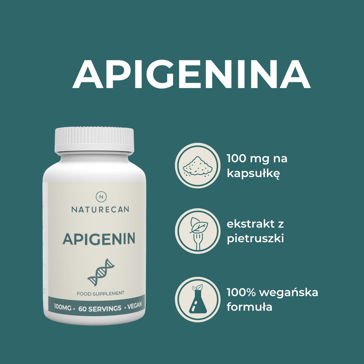 Apigenina Naturecan – 100 mg na kapsułkę, ekstrakt z pietruszki