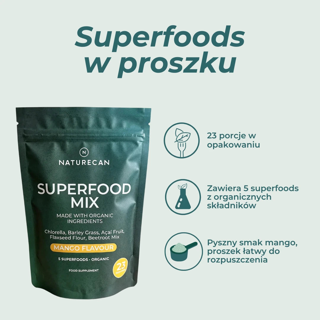 superfoods w proszku naturecan mango mieszanka 5 superfoods
