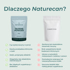 Porównanie tauryny Naturecan z konkurencją — 3 g czystej tauryny, wegańska formuła i brak zbędnych dodatków.
