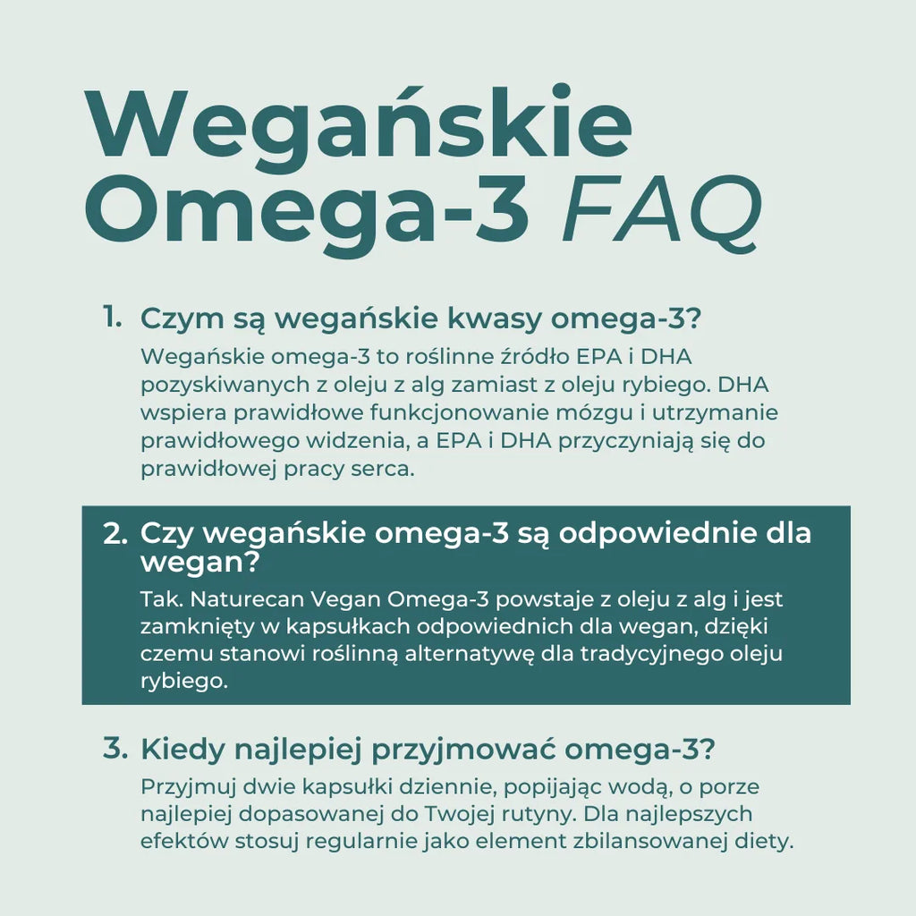 Najczęstsze pytania o wegańskie omega-3 z alg – właściwości, stosowanie, dawkowanie oraz odpowiedniość dla wegan